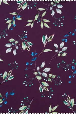 Tissu coton au mètre « Brilliant », Branchages aubergine Usine Directe