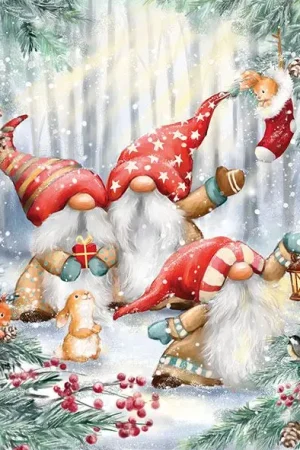 Serviette « Lutins dans la forêt hivernale » Prix Bas