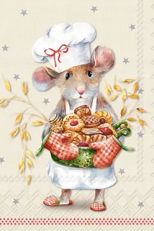 Commander Maintenant Serviette « Souris pâtissière »