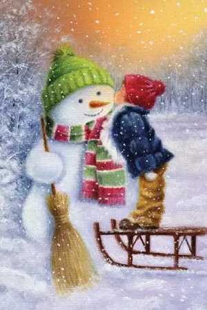 Authentique Serviette « Good Night Snowmen »