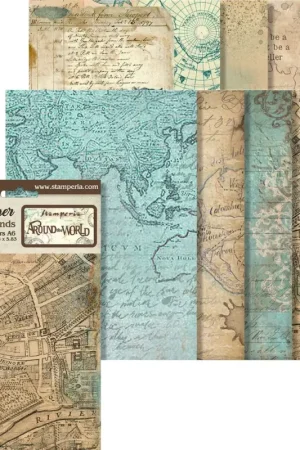 Usine Directe Soies de paille à motifs Backgrounds « Around the World », set de 8