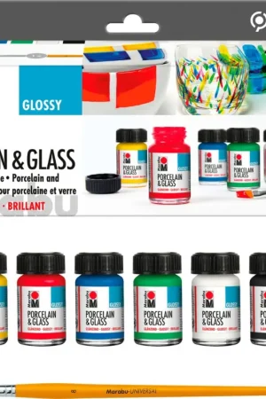 Prix Bas Peintures Marabu Porcelain & Glass « Set débutant - Glossy »