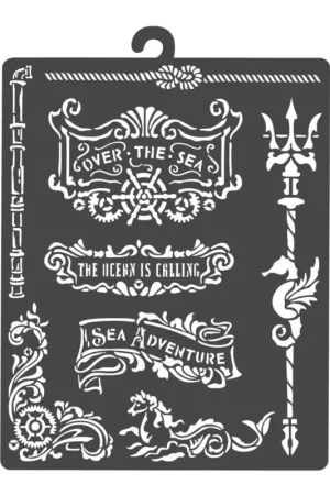 Pochoir « Songs of the Sea - Plates and trident » Petit Prix