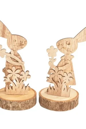 Super Prix Décorations à emboîter en bois sur rondelle d'écorce VBS « Lapins Bugs et Bea »