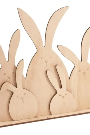 Authentique Décoration à emboîter en bois VBS « Famille de lapins »