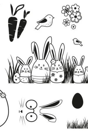 Tampons Clear Stamps « Famille de lapins » Pas Cher