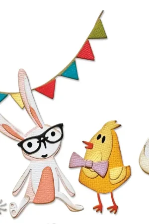 Prix Réduit Gabarit d'estampe Sizzix Thinlits « Bunny + Chick by Tim Holtz »