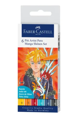 Offre Du Jour Set Pitt Artist Pen Manga Shônen Faber-Castell, 6 feutres