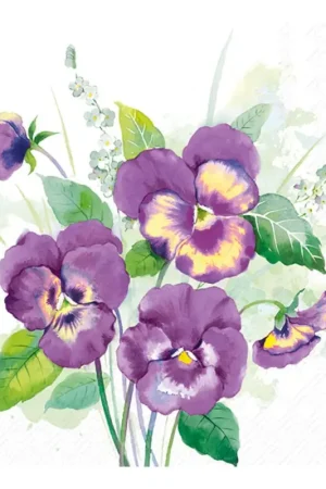 Serviette « Bouquet de pensées » Bon Marché