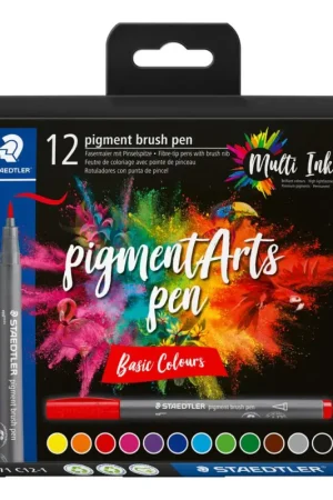 Pigment brush pen STAEDTLER, set de 12 Vente Directe