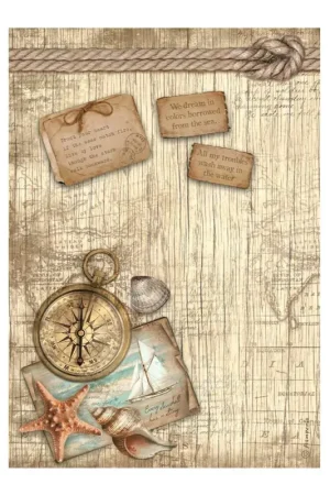 Seulement Aujourd'hui Soie de paille à motifs « Sea Land – Compass »