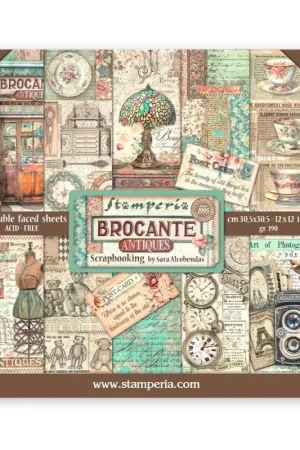 Bloc de papier scrapbooking « Brocante Antiques » Réduction