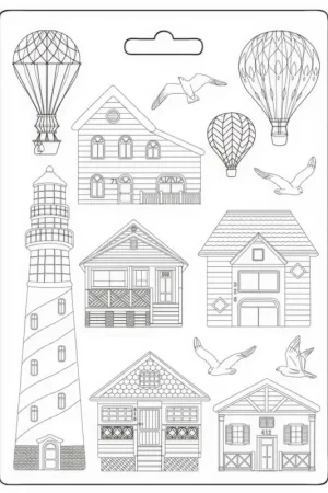 Moule à texture 3D « Sea Land – Houses and Lighthouse » Prix Promo