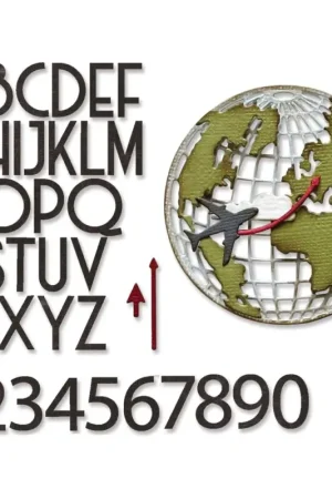 Prix Promo Gabarit d'estampe Sizzix Thinlits « World Travel by Tim Holtz »