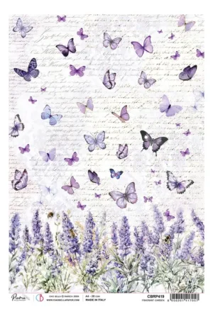 Populaire Soie de paille à motifs « Morning in Provence – Lavande et papillons »