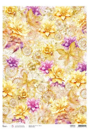Solde Soie de paille à motifs « Ethereal – Fleurs et rosaces »