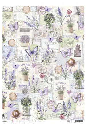 Soie de paille à motifs « Morning in Provence – Purple Fields » Authentique