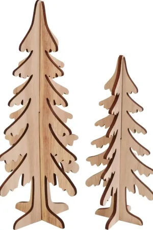 Décorations à emboîter en bois VBS « Sapins », set de 2 Usine Directe