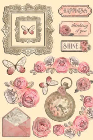 Motifs découpés au laser « Shabby Rose » Prix Cassé