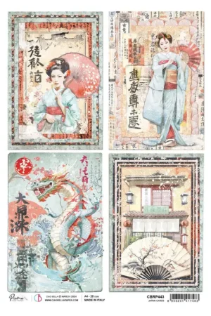 Soie de paille à motifs « Land of the Rising Sun – Cartes japonaises » Promotion Saisonnière
