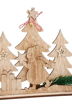 Décoration à emboîter en bois VBS « Bonhomme de neige dans forêt de sapins » Retour Gratuit
