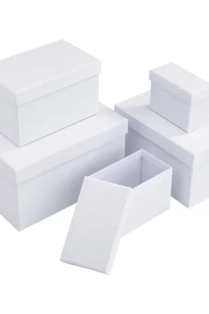 Boîtes VBS « Rectangle », set de 5, carton, Blanc Nouvel Arrivage