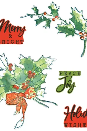 Pas Cher Sizzix Gabarit d'estampe et Clear Stamps "Pencil Line Holly by 49 and Market"