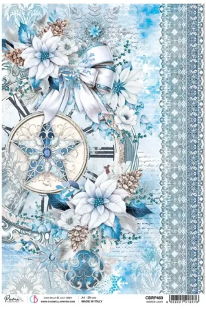 Acheter En Ligne Soie de paille à motifs "Elecance of Blue - Winter Light