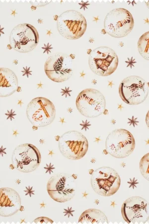 Tissu coton au mètre « Boules de Noël » Solde