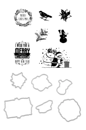 Vente Flash Set de gabarits d'estampe et tampons « Merry Christmas »