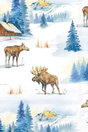 Solde Serviette « Élans en hiver »