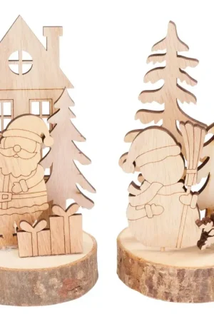 Décorations à emboîter en bois VBS « Santa & Snowy » sur rondelle d'écorce Seulement Aujourd'hui