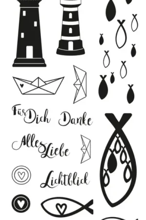 Tampons Clear Stamps « Phare, poissons & Cie » Affaire À Saisir