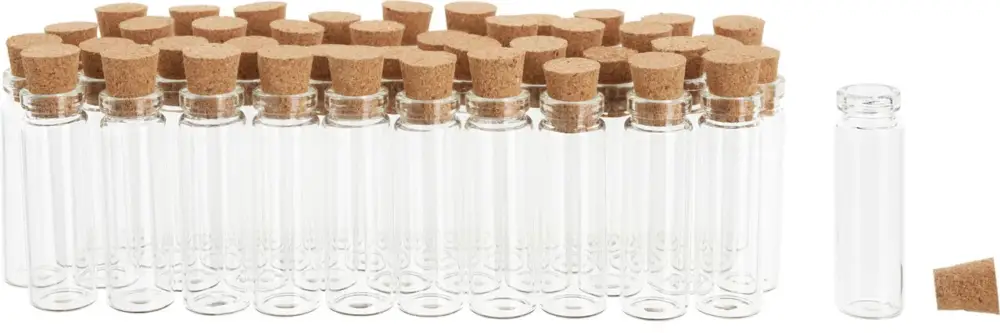 Prix Bas Mini-fioles en verre à bouchon liège VBS, 42 pc.