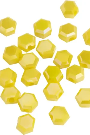 Perles à facettes en verre hexagonales Expédié Aujourd'hui