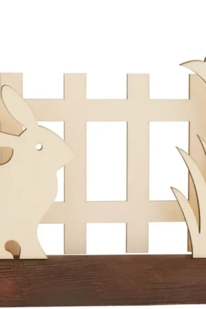 Jusqu'à Épuisement Des Stocks Décoration à emboîter en bois sur tronc d'arbre VBS « Lapin à la clôture du jardin »