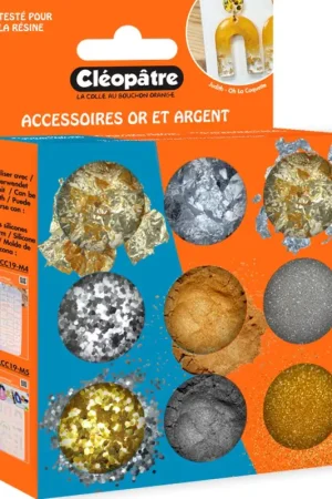 Usine Directe Assortiment de particules or-argent, 9 pots