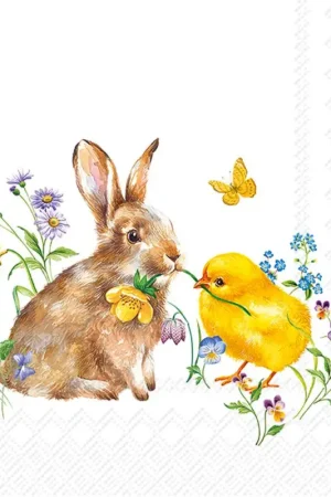 Serviette « Lapin & poussin » Haute Qualité