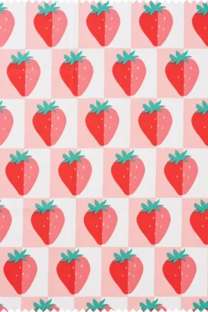 Tissu coton au mètre « Fraises » Nouveauté