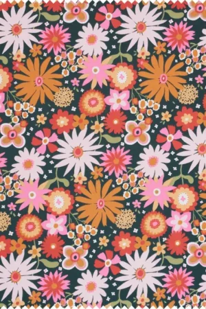 Tissu coton au mètre « Flower Power » Prix Promo