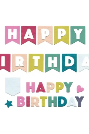 Gabarit d'estampe Sizzix Thinlits « Birthday Bunting by Catherine Pooler » Prix Choc