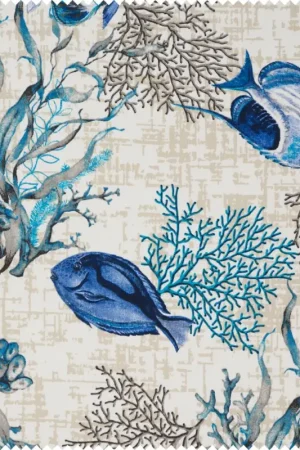 Usine Directe Tissu imprimé aspect lin au mètre « Azzurro »