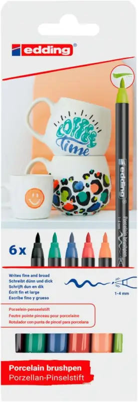 edding 4200 Porcelain brushpen « Vivid », set de 6 Prix Promo