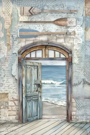 Meilleure Vente Soie de paille à motifs "Silent Sea - Porte sur la mer"