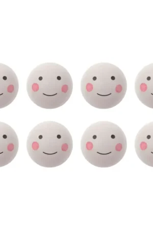 Boule en bois avec visage "Blanc", percée, 8 pcs. Certifié