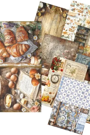 Nouvelle Collection Assortiment de soies de paille à motifs « Cookbook », set de 8