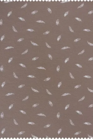 Tissu jersey au mètre « Plumes Taupe » Pas Cher