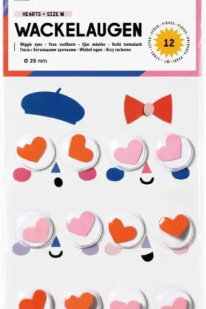 Yeux mobiles « Hearts », 20 mm, autocollants Promotion