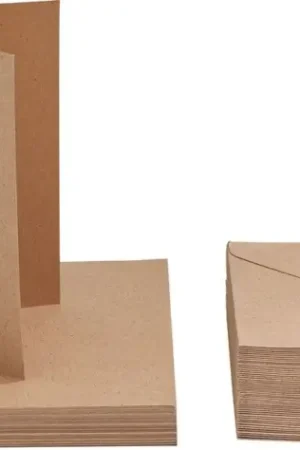 Cartes doubles et enveloppes VBS « Papier kraft », A6, 50 pc. Livraison Express