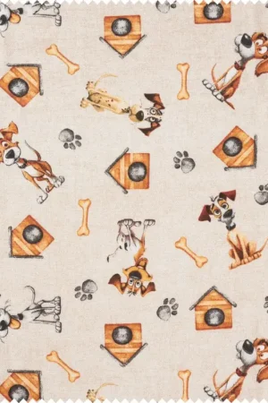 Tissu déco imprimé aspect lin au mètre « Duke » Remise